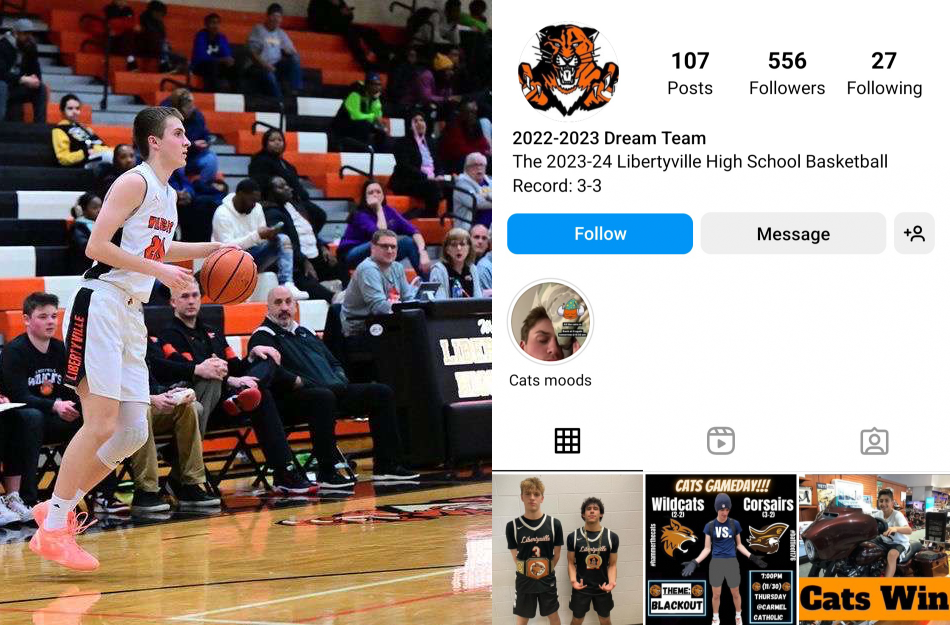 Senior Henry Calsin, in his second year on varsity, oversees the boys basketball Instagram page, posting highlights and updates such as the 66-47 away win over the Carmel Corsairs on Nov. 30. Henry Calsin, who has been playing since the age of three, said, “just like being an athlete, you represent the program with whatever you do. And I think social media accounts are just an extension of that. So you want to make sure you represent your team and your teammates well.”