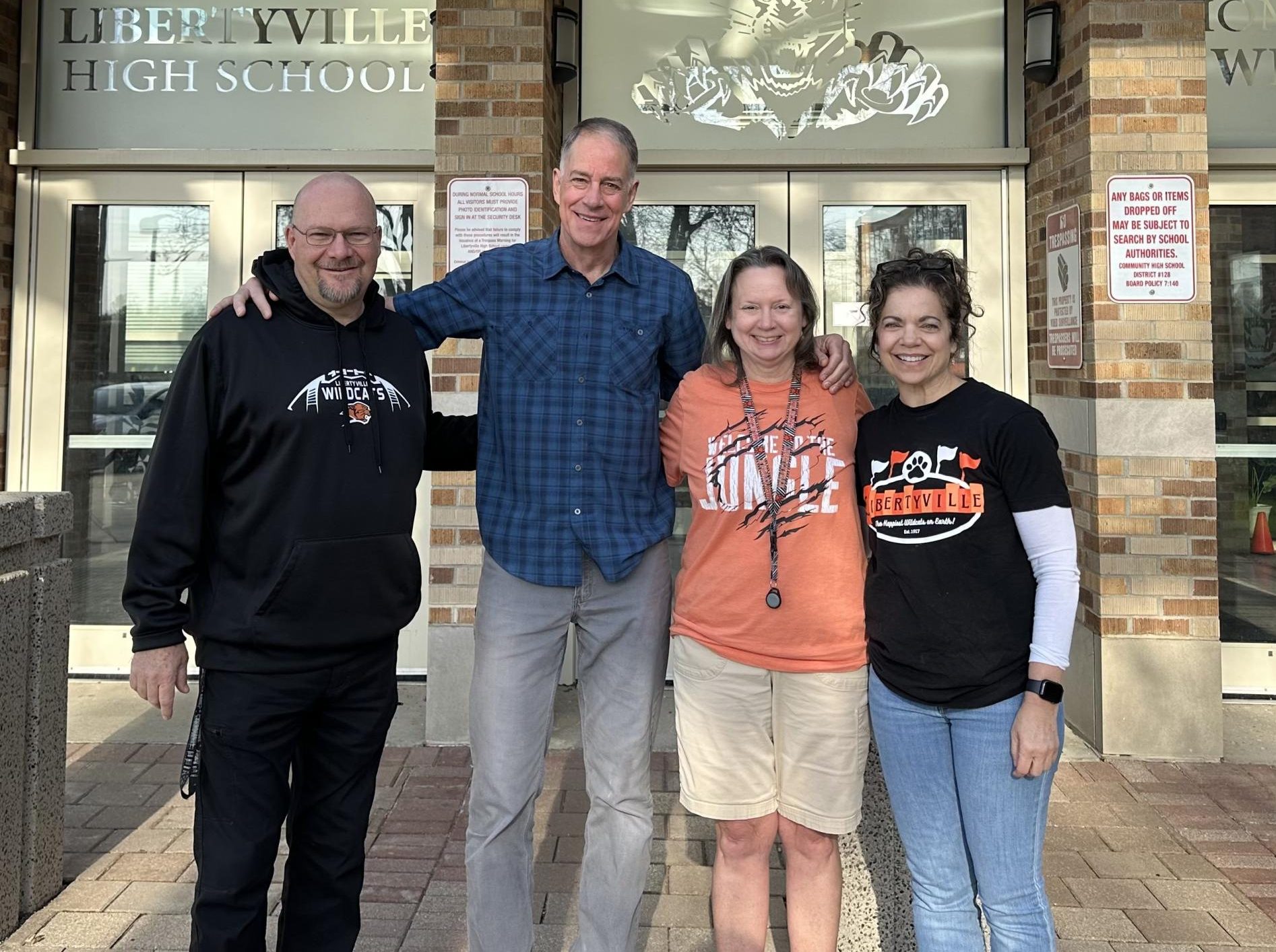 Featured in the group picture (from left to right) is Mr. Maroscher, Mr. Buesing, Mrs. Hubbard and Ms. Naslund.