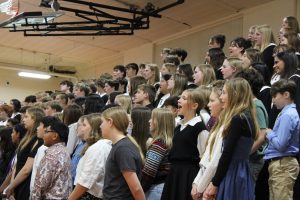 Both the middle school and high school choirs perform a selection of pieces, including “Ad Astra” by Max Richter and “Shenandoah,” a folk song. "We had a chance to have a first run through of everything," guest conductor Dan Gregerman said. "Then the students split into what we call sectionals, where they each rehearsed in their part with somebody else, working on some of the things that I said that I thought we needed to do. Then we came back together, we ran it again, and then basically came out and did the concert."