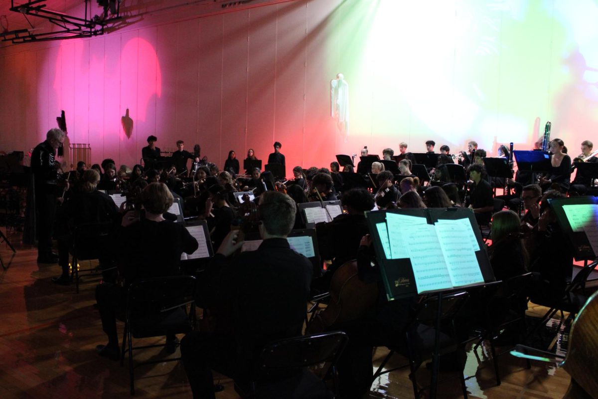 The Chamber and Symphony Orchestras combined with winds and percussion performs a section from the opera "Don Giovanni" by Wolfgang Amadeus Mozart.