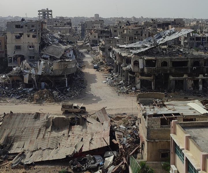 Israeli forces enter the al-Seqaly Street in Khan Younis in Gaza, leading to destruction. According to the Gaza Ministry of Health, at least 67,806 Palestinians have been killed and more than 170,066 have been injured since the Gaza War began. (Photo courtesy of Creative Commons)