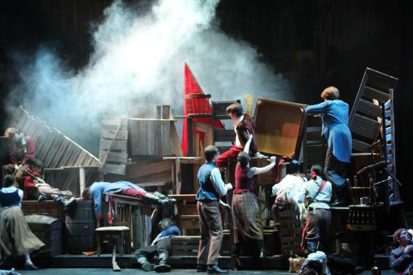 Taking place during the French Revolution, Marius (Micheal Boman) and other townsmen fight government soldiers at the barricade. While most of the characters meet their end, the victories during this scene prove there will always be light in the darkness. “Les Misérables is a story about hope,” junior Julianna Rodriguez, who plays Cosette, said. There is so much darkness, but every dark night will end.”