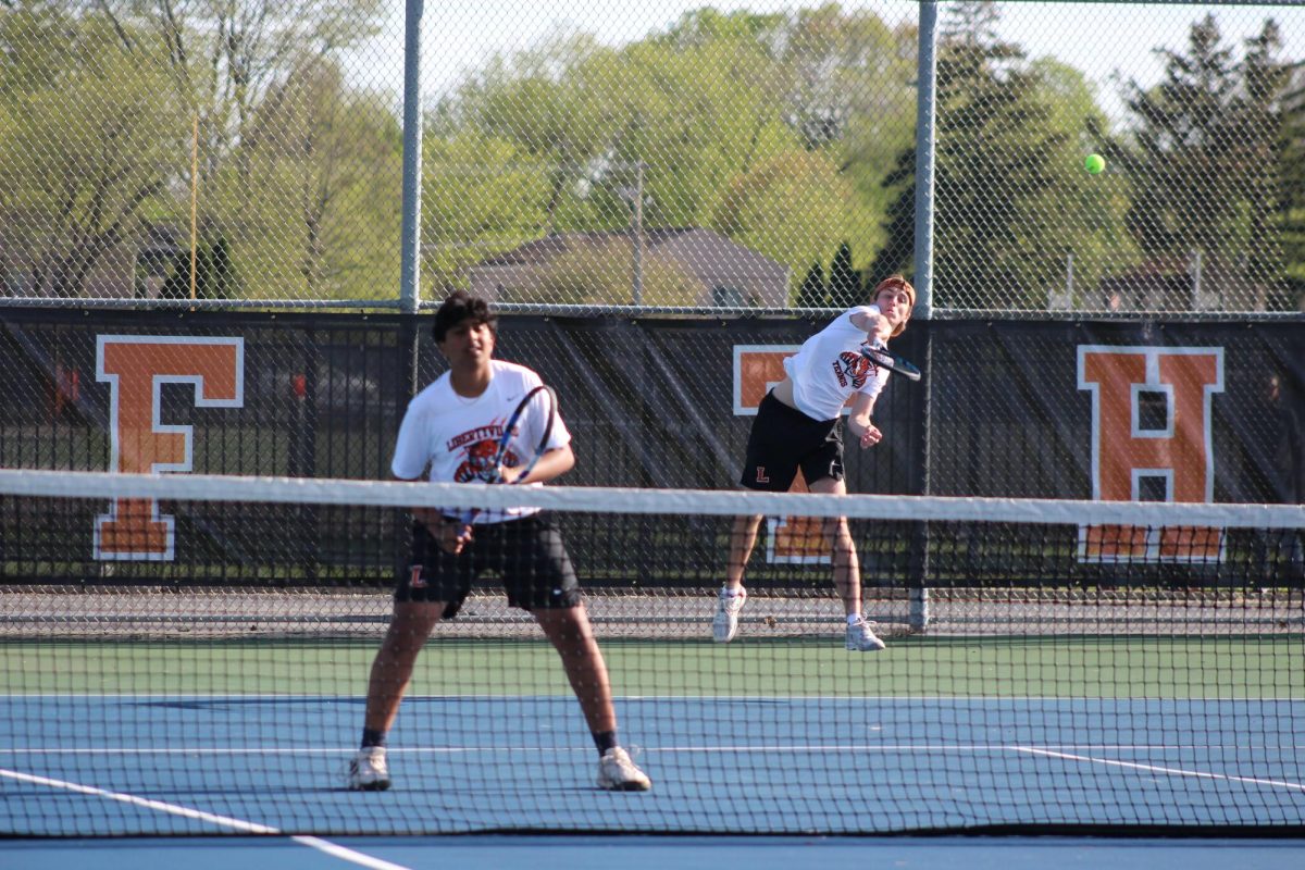 Sundberg hits the ball, setting up his doubles partner, junior Ryan Santhosh Kumar, to poach once the ball is hit to him. “We started poaching more on the volleys,” Sundberg said. “We throw them off that way.” Poaching allowed the team to win both sets, 6-2 and 6-1.
